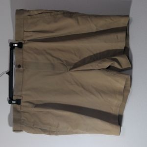 Men's Nordstrom Smartcare Wrinkle Free 4 pocket pleated chino shorts Khaki
